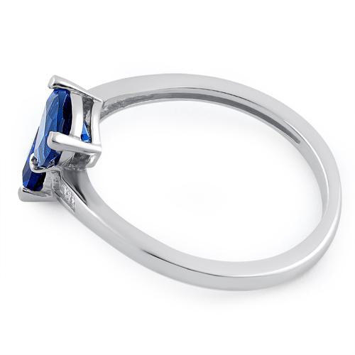 Sterling Silver Double Trillion Cut Blue Spinel CZ Ring