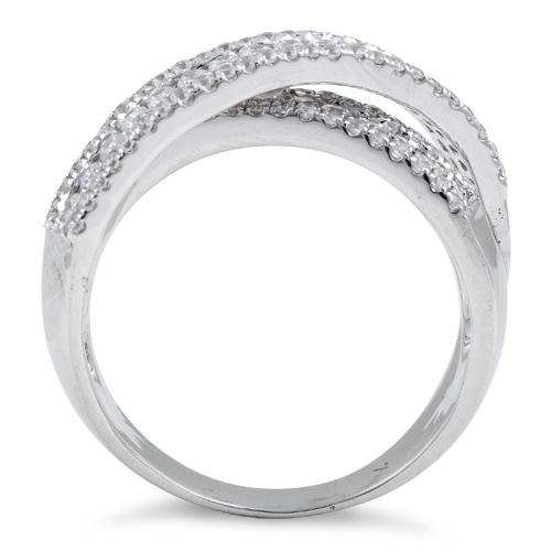 Sterling Silver Elegant Overlapping Clear CZ Ring