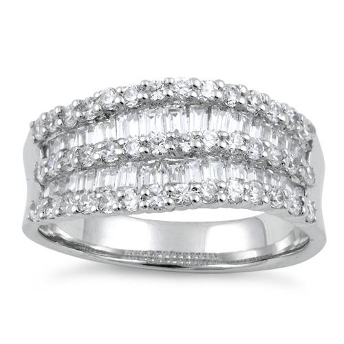 Sterling Silver Elegant Twin Curve Clear CZ Ring