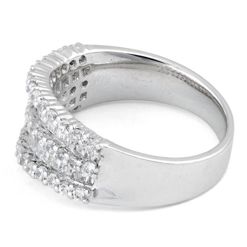 Sterling Silver Elegant Twin Curve Clear CZ Ring