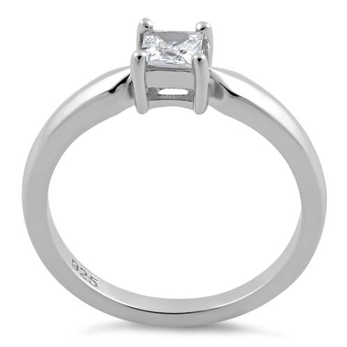 Sterling Silver Square Clear CZ Ring