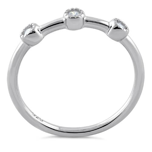 Sterling Silver Triple Round Cut CZ Ring