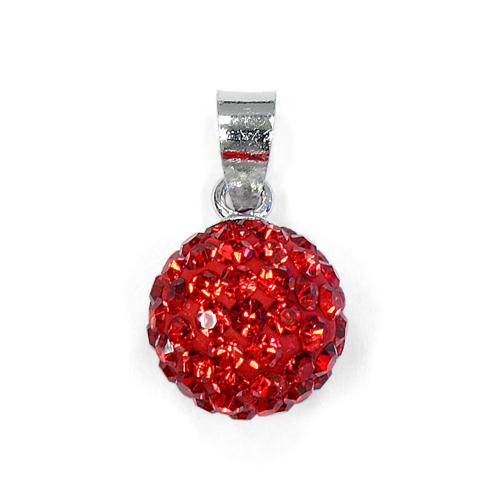 Sterling Silver Red CZ Ball Pendant