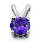 Sterling Silver Round Amethyst CZ Pendant