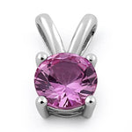 Sterling Silver Round Pink CZ Pendant