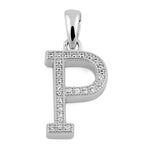 Sterling Silver Letter P CZ Pendant