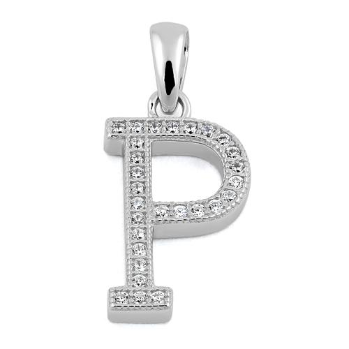 Sterling Silver Letter P CZ Pendant