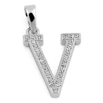 Sterling Silver Letter V CZ Pendant