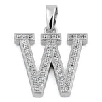 Sterling Silver Letter W CZ Pendant