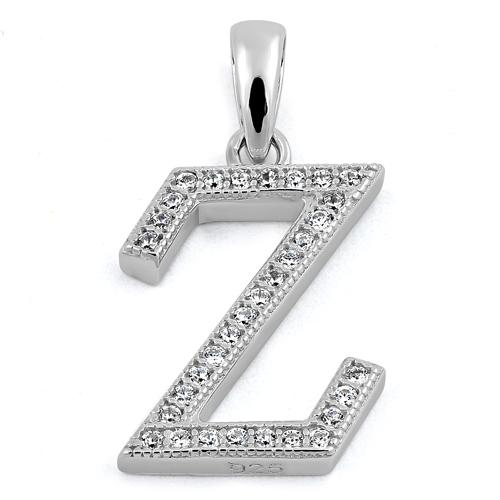Sterling Silver Letter Z CZ Pendant