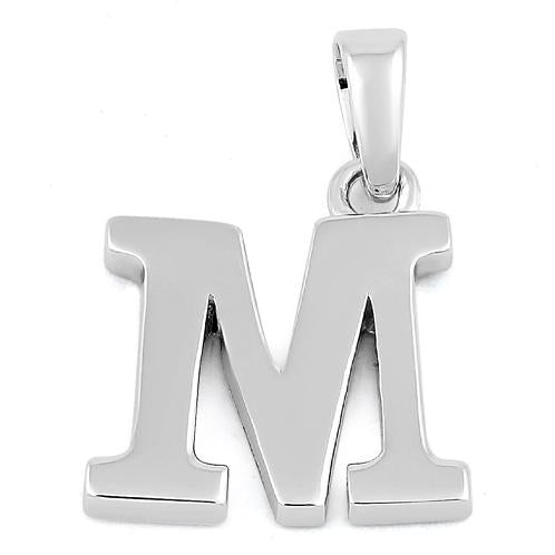 Sterling Silver Plain Letter M Pendant