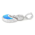 Sterling Silver Lab Opal Swan CZ Pendant