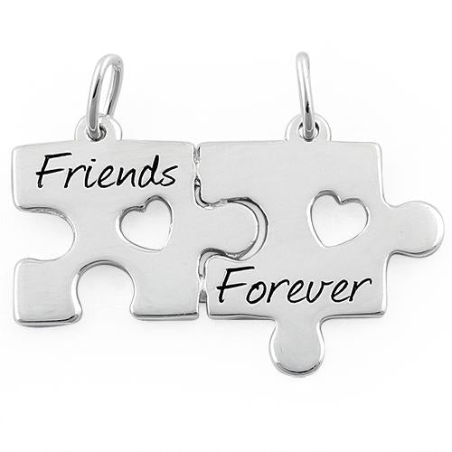 Sterling Silver "Friend Forever" Jigsaw Puzzle Pendant
