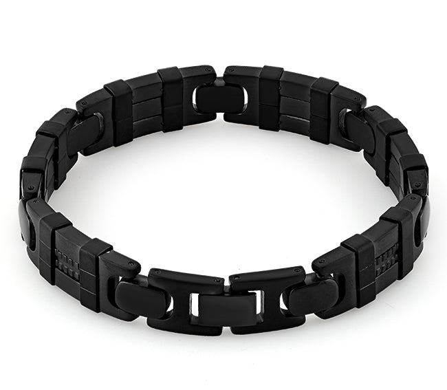 Stainless Steel Wrapped Black Bracelet