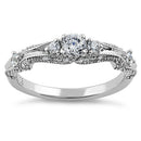 Sterling Silver Classic CZ Engagement Ring