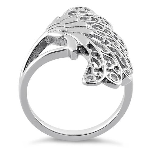 Sterling Silver Crane Wing Feathers Ring