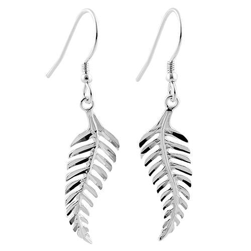 Sterling Silver Leaf Dangle Hook Earrings