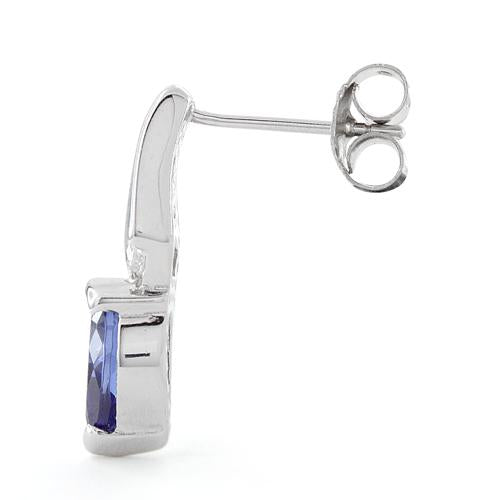 Sterling Silver Lab Opal Pear Tanzanite CZ Earrings