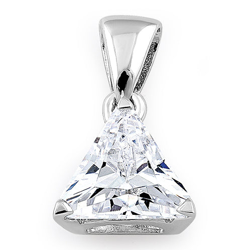 Sterling Silver Triangle Clear CZ Pendant