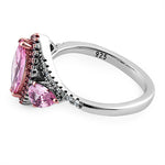 Sterling Silver Rose Gold Plated Marquise & Pear Pink CZ Ring