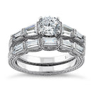 Sterling Silver Baguette 2-Piece CZ Engagement Ring