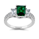 Sterling Silver Emerald-tone CZ Ring
