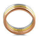 Sterling Silver Three Tone Stackable Rings  - (Set of 3 rings)