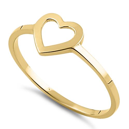 Solid 14K Yellow Gold Heart Outline Ring
