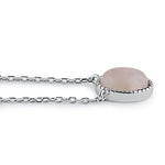 Sterling Silver Rose Quartz Oval Stone Necklace