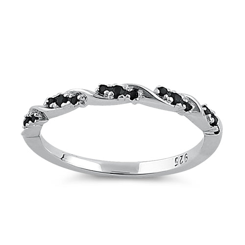 Sterling Silver Dainty Black CZ Ring