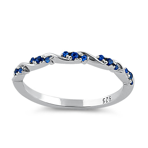 Sterling Silver Dainty Blue CZ Ring