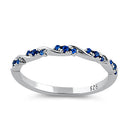 Sterling Silver Dainty Blue CZ Ring