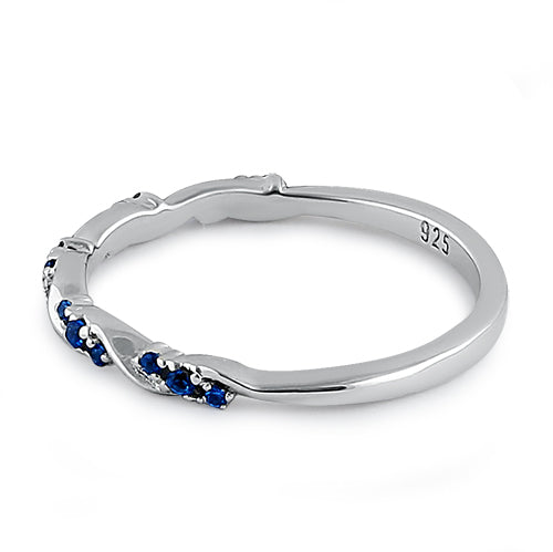 Sterling Silver Dainty Blue CZ Ring