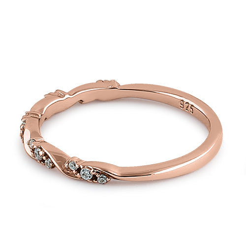 Sterling Silver Rose Gold Plated Dainty Clear CZ Ring