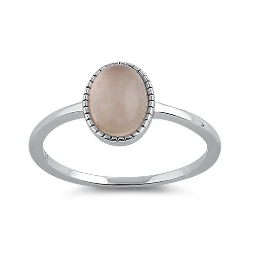 Sterling Silver Rose Quartz Oval Stone Ring
