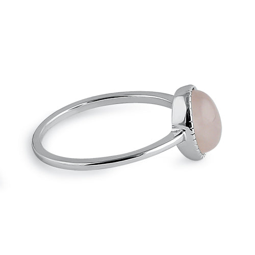 Sterling Silver Rose Quartz Oval Stone Ring