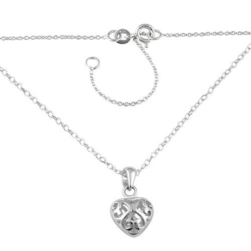 Sterling Silver Curly Heart Necklace