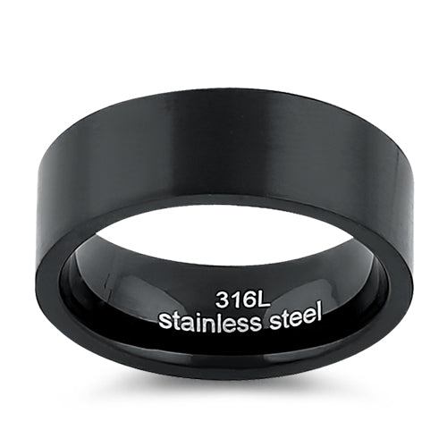 Black Stainless Steel 7mm Satin Finish Band Ring