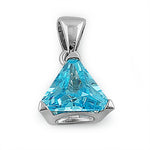 Sterling Silver Aqua Blue Triangle CZ Pendant