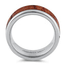 Stainless Steel 8mm Wooden Band Ring