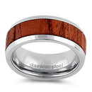 Stainless Steel 8mm Wooden Band Ring