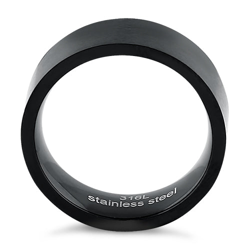 Black Stainless Steel 7mm Satin Finish Band Ring