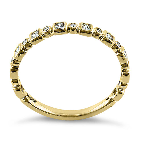 Solid 14K Yellow Gold Alternating 0.27 ct. Diamond Ring