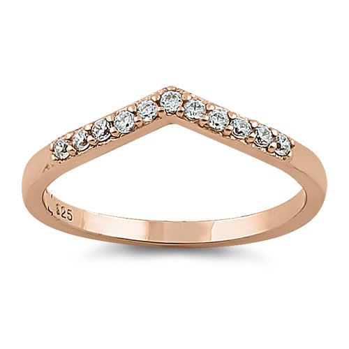 Rose Gold Plated Pointed V CZ Ring