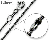 Black Rhodium Sterling Silver Twisted Serpentine Chain 1.0MM