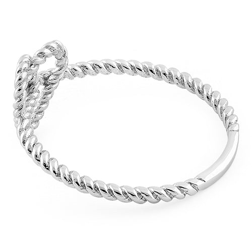 Solid 14K White Gold Rope Heart Knot Ring