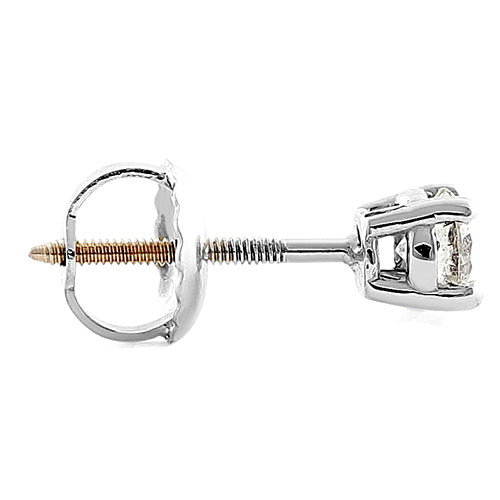 Solid 14K White Gold Round .30 ct. Diamond Earrings