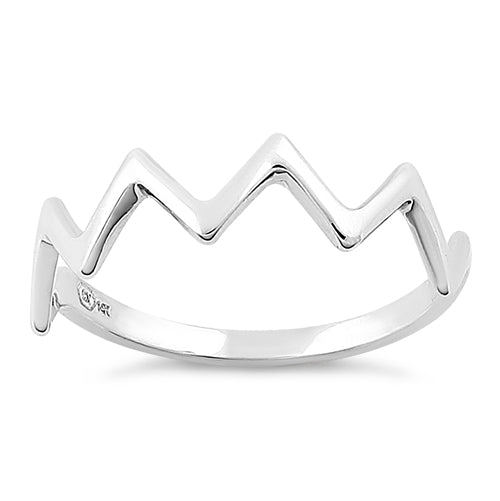 Solid 14K White Gold Zig Zag Ring