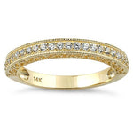 Solid 14K Yellow Gold Half Eternity Clear CZ Ring