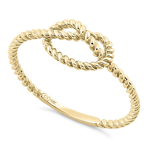 Solid 14K Yellow Gold Rope Knot Ring
